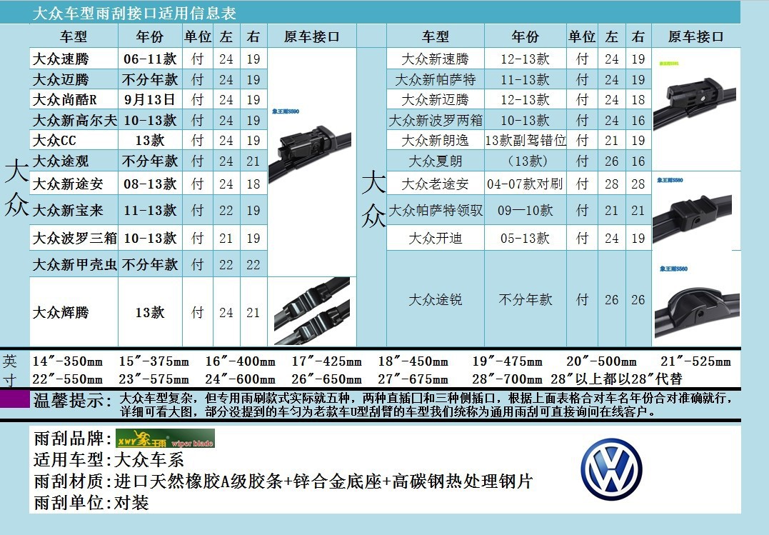 关于09款甲壳虫雨刮片尺寸的全面解析