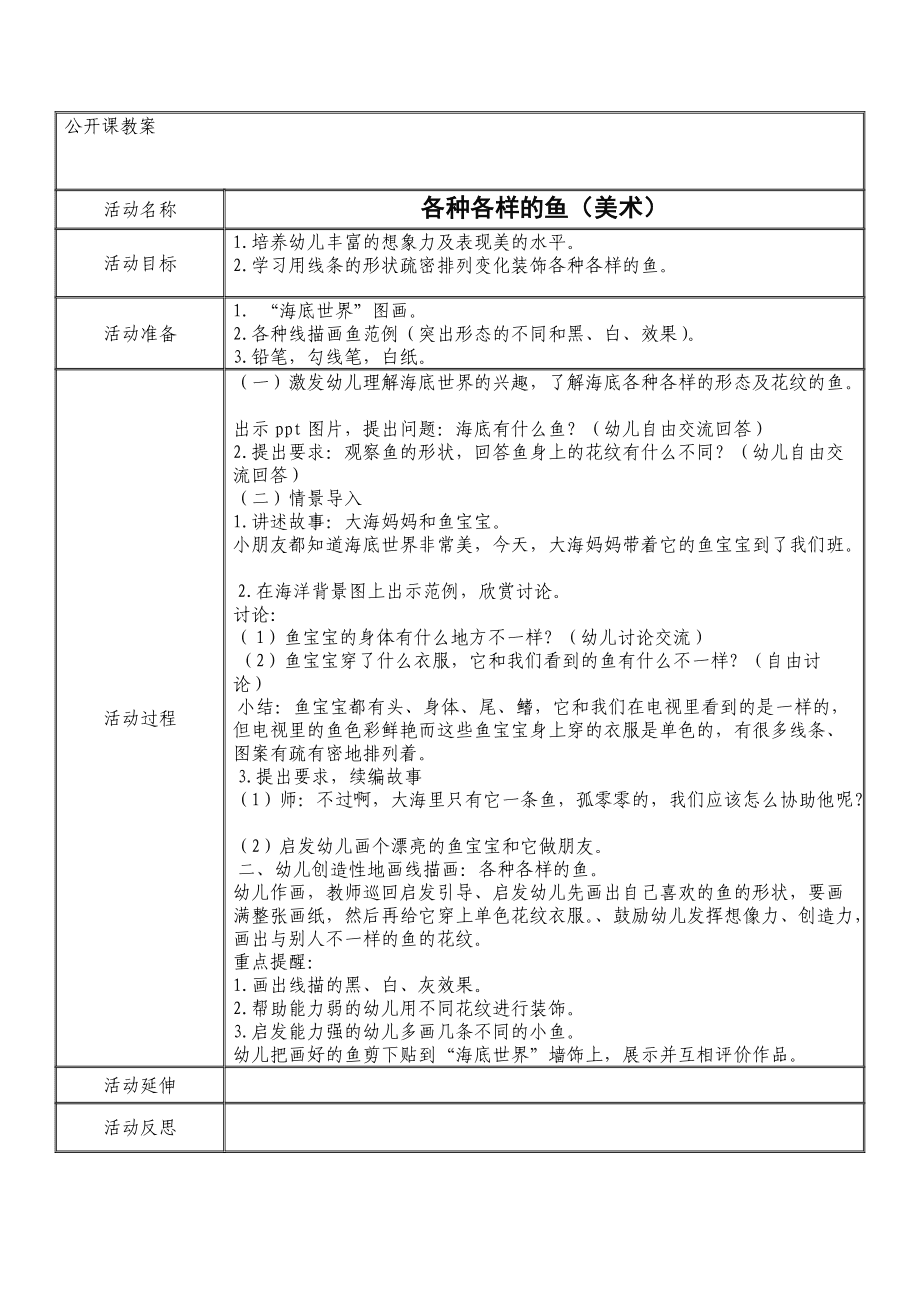 美术教案，探索鱼的艺术表现
